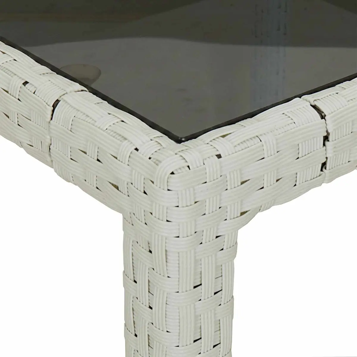Garden Dining Table Outdoor Furniture 90x90x75cm White Poly Rattan Modern