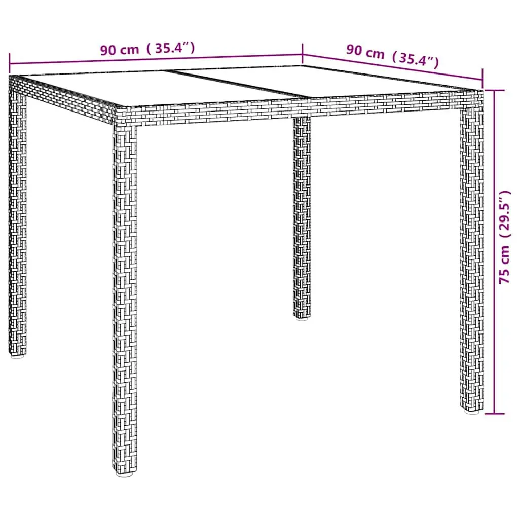 Garden Dining Table Outdoor Furniture 90x90x75cm White Poly Rattan Modern