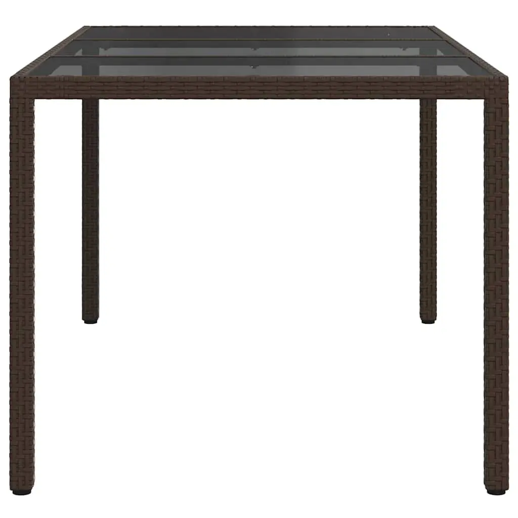 Garden Dining Table Brown 150x90x75cm Outdoor Poly Rattan Furniture