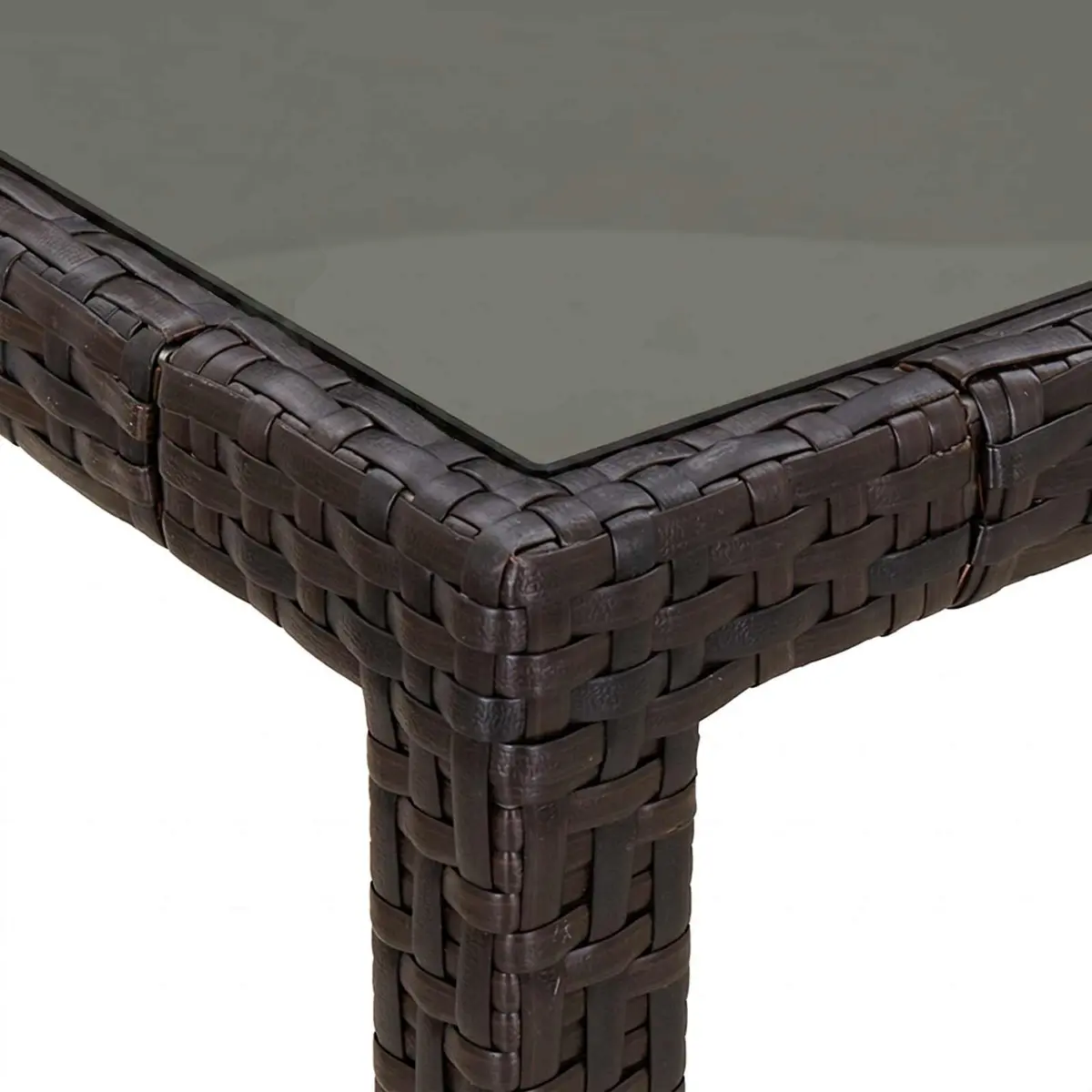 Garden Dining Table Brown 150x90x75cm Outdoor Poly Rattan Furniture