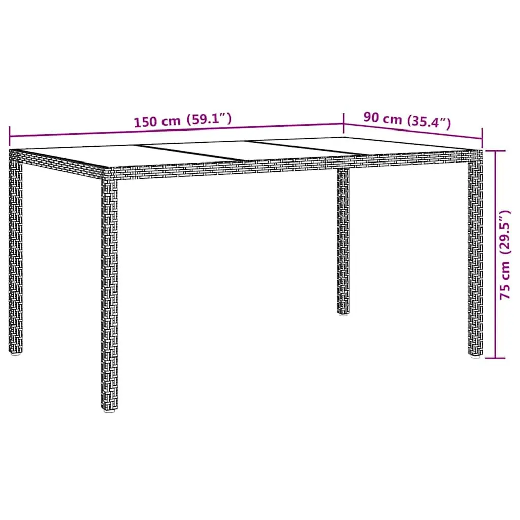 Garden Dining Table Outdoor Furniture 150x90x75cm White Poly Rattan Patio