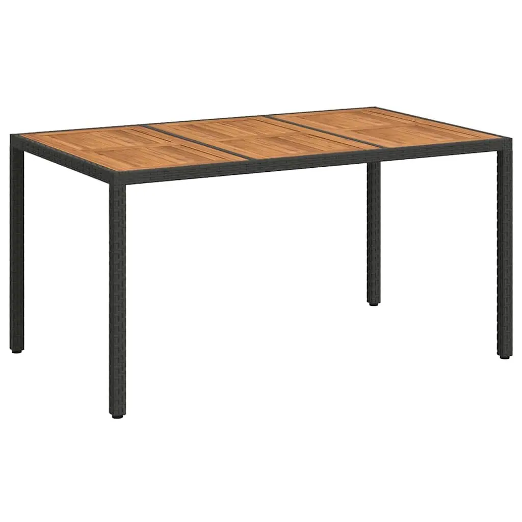 Garden Dining Table Outdoor Entertaining 150x90x75cm Black Poly Rattan Steel Frame