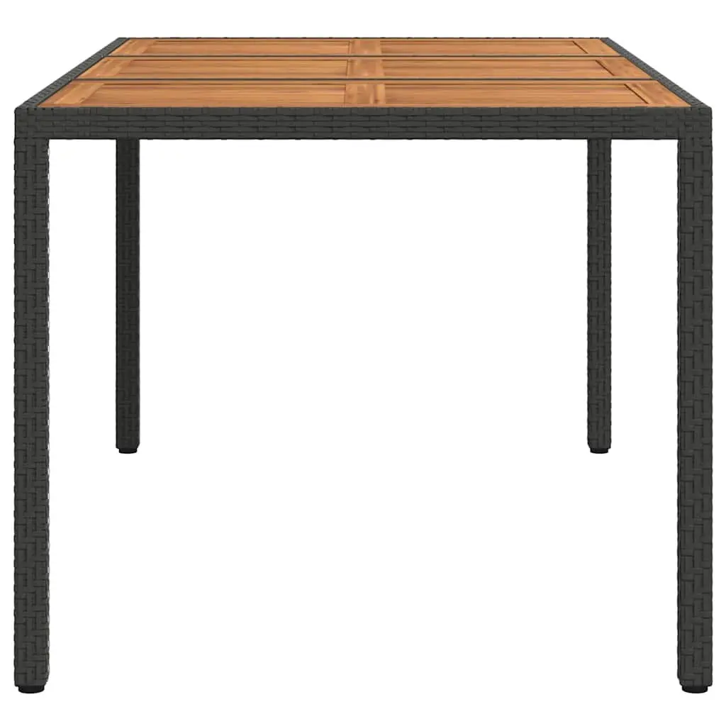 Garden Dining Table Outdoor Entertaining 150x90x75cm Black Poly Rattan Steel Frame