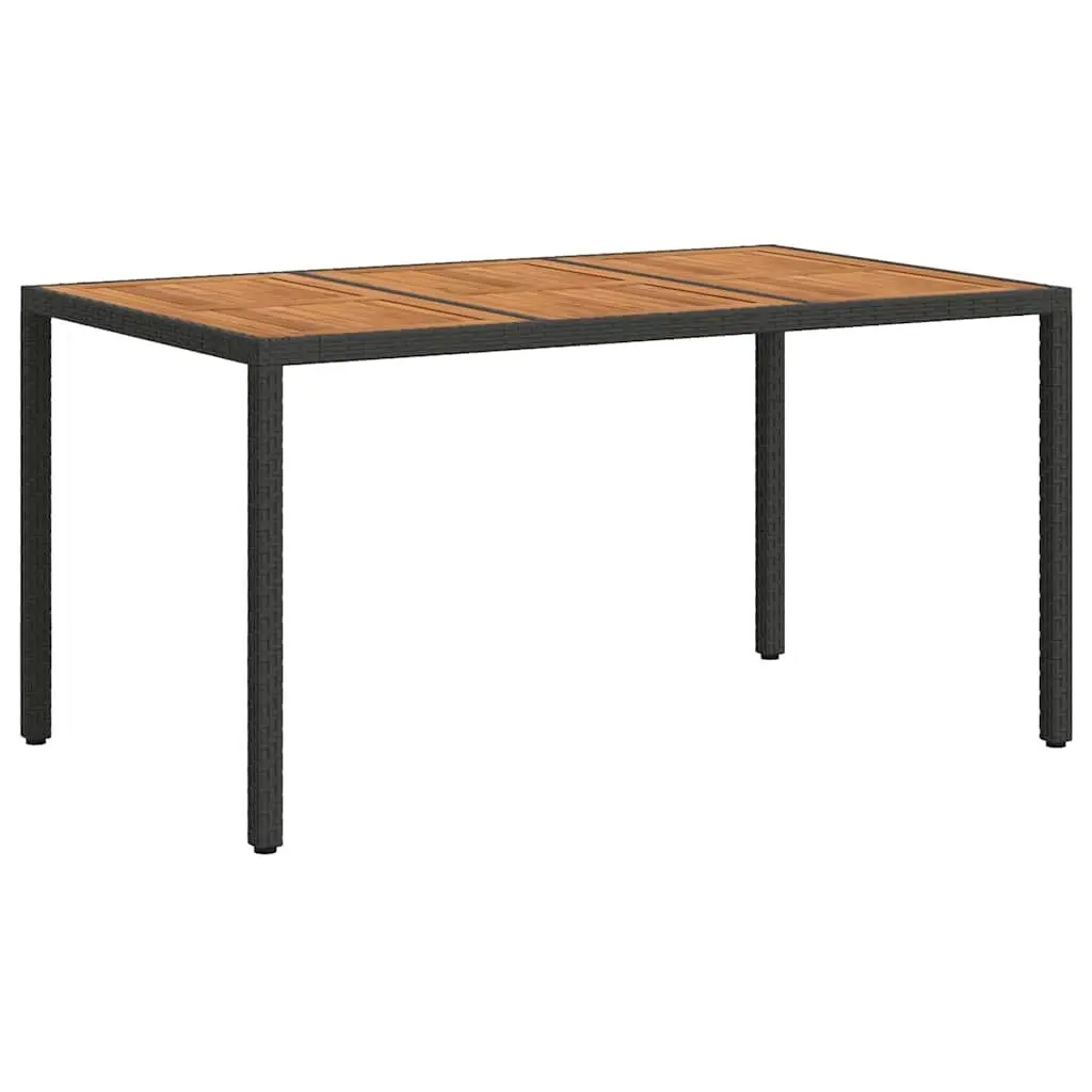 Garden Dining Table Outdoor Entertaining 150x90x75cm Black Poly Rattan Steel Frame