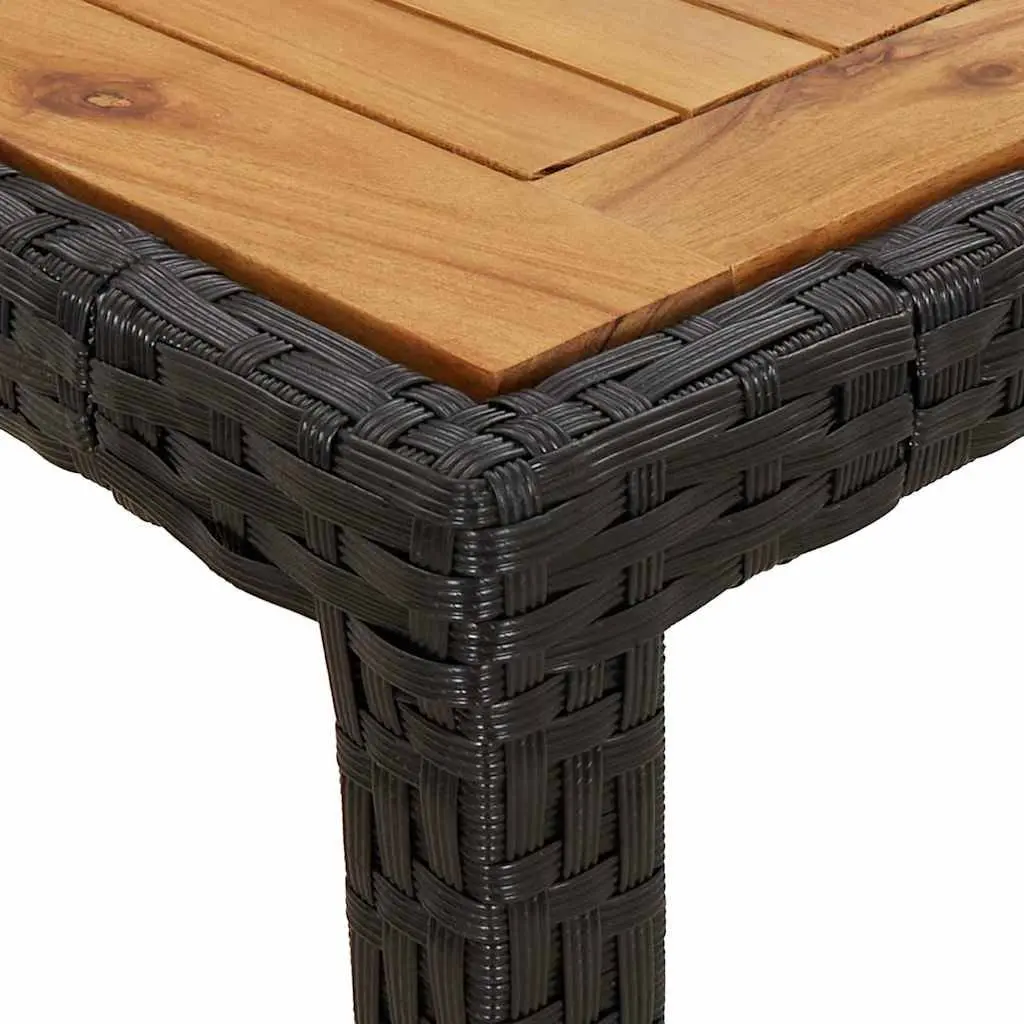 Garden Dining Table Outdoor Entertaining 150x90x75cm Black Poly Rattan Steel Frame