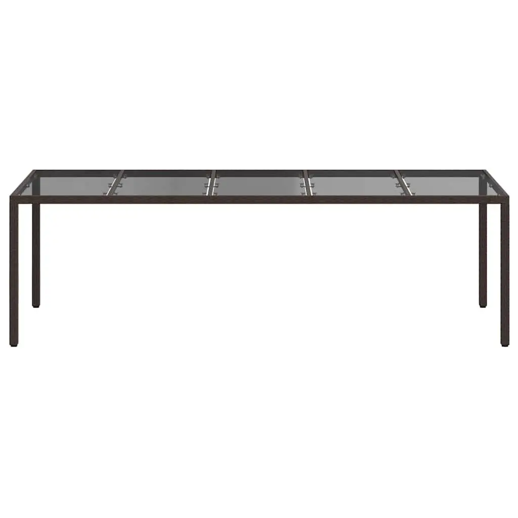 Garden Dining Table Outdoor 250x100x75cm Brown Poly Rattan Steel Frame