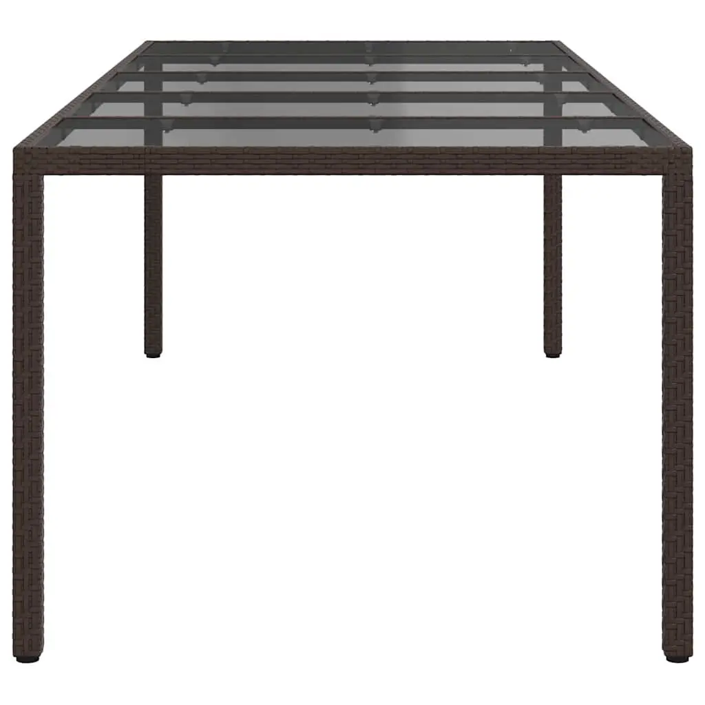 Garden Dining Table Outdoor 250x100x75cm Brown Poly Rattan Steel Frame