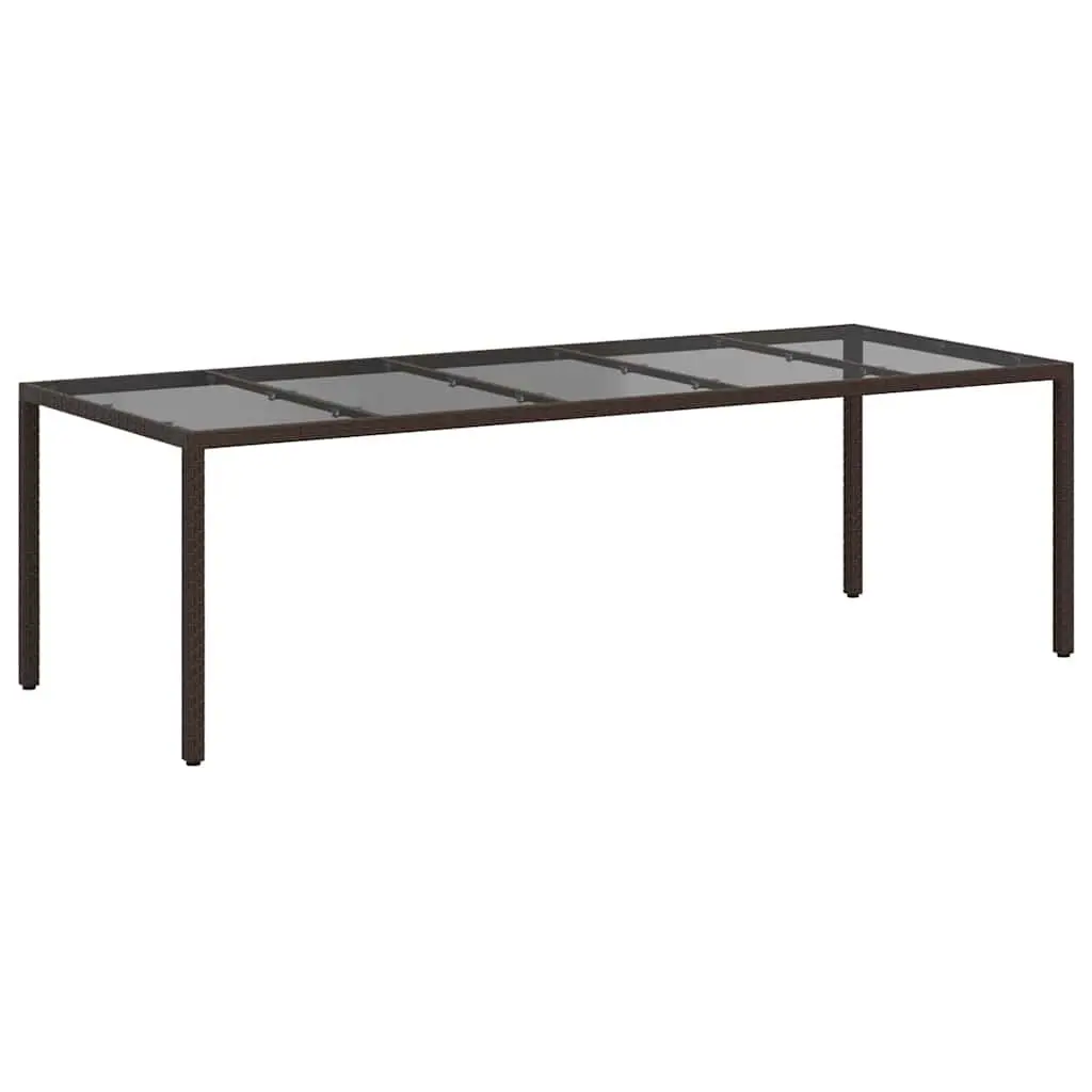 Garden Dining Table Outdoor 250x100x75cm Brown Poly Rattan Steel Frame