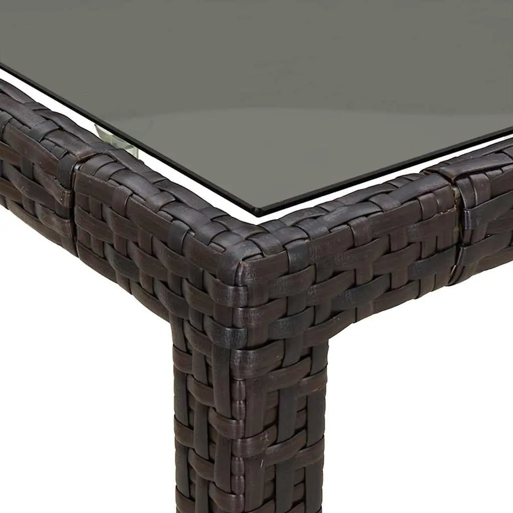 Garden Dining Table Outdoor 250x100x75cm Brown Poly Rattan Steel Frame