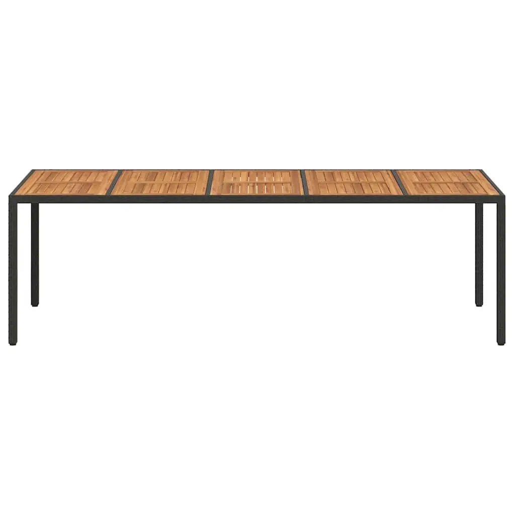 Garden Dining Table 250x100x75cm Black Outdoor Poly Rattan Patio Furniture