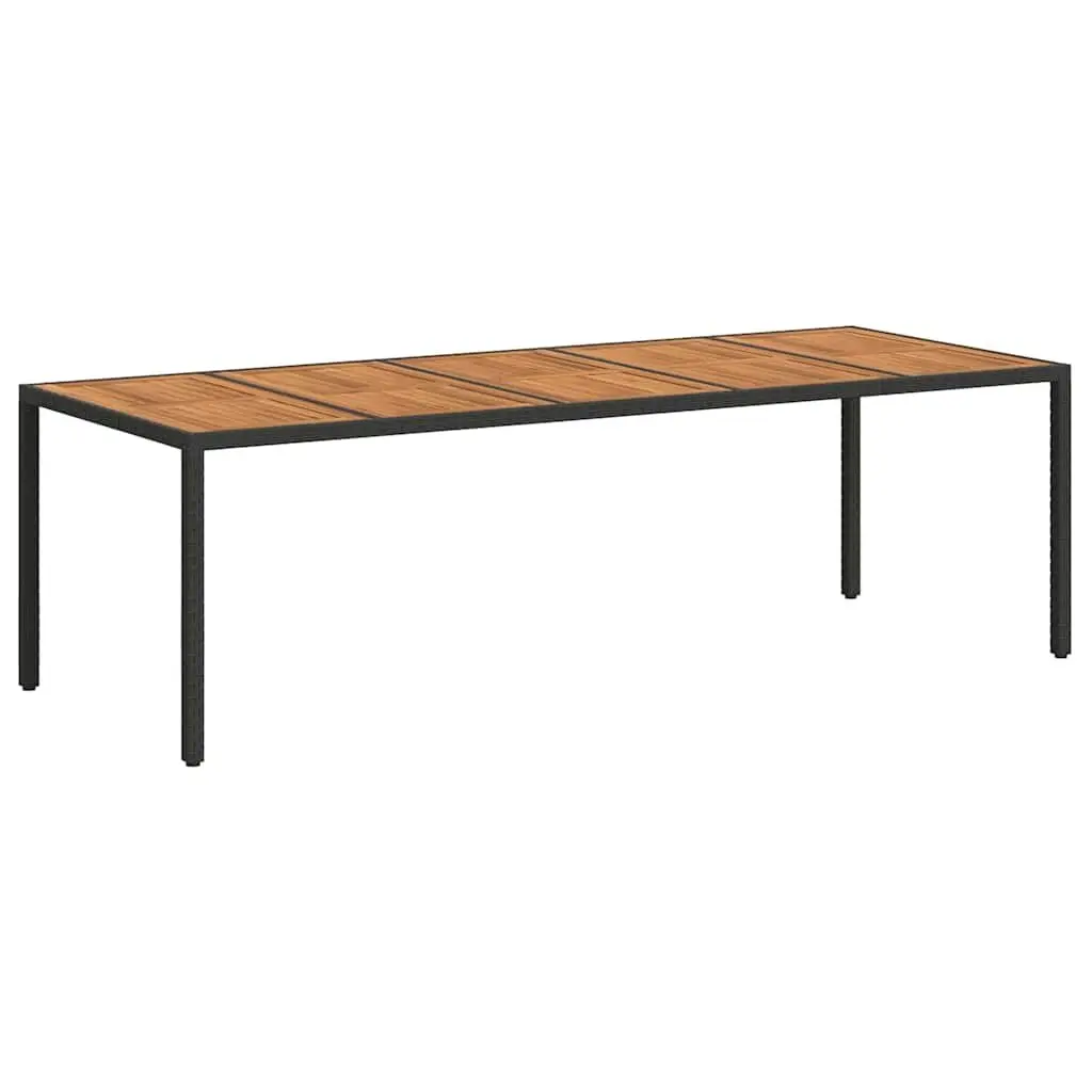 Garden Dining Table 250x100x75cm Black Outdoor Poly Rattan Patio Furniture