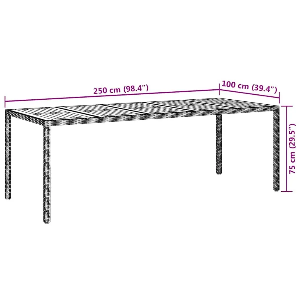 Grey Poly Rattan Garden Dining Table