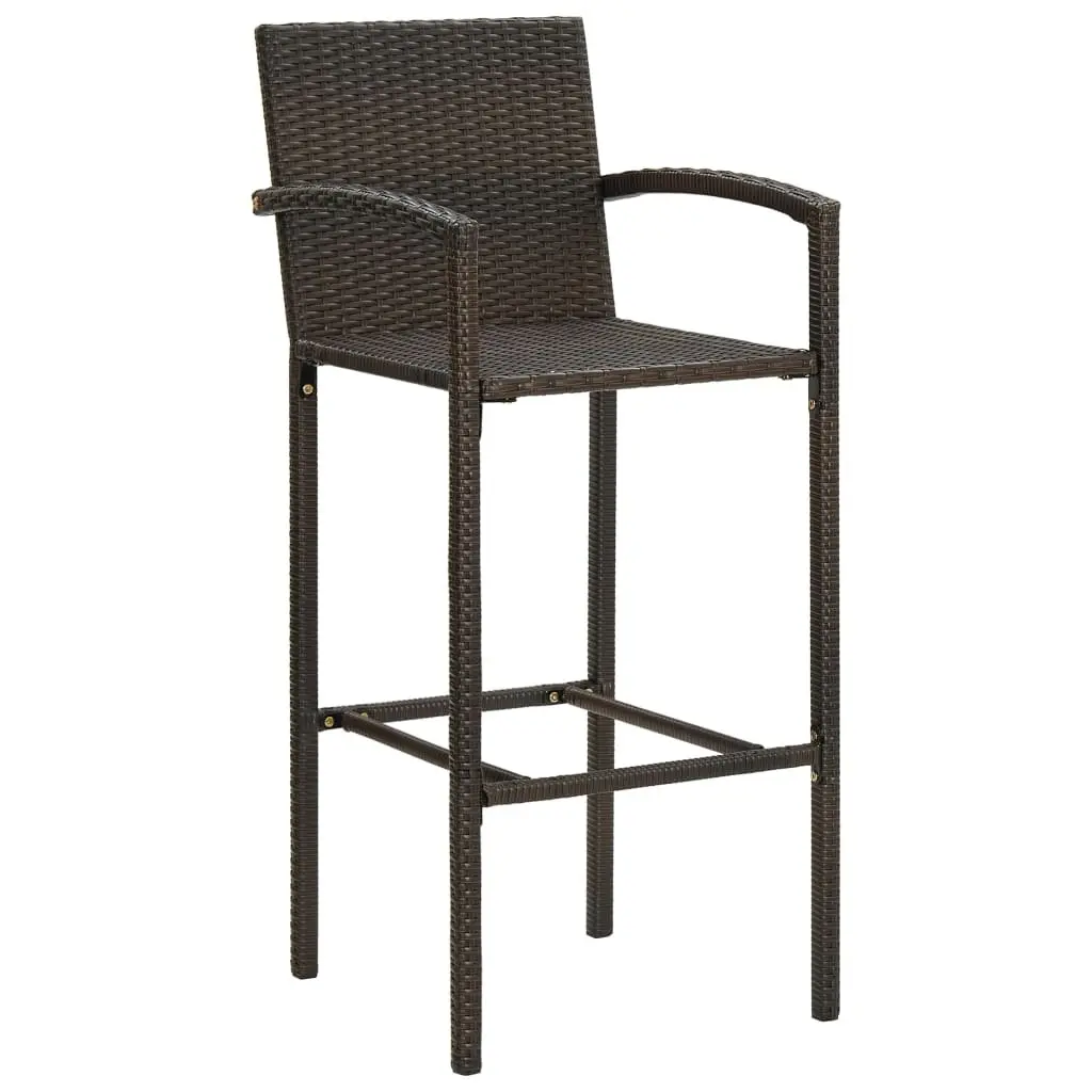 Bar Stools 4 pcs Brown Outdoor Indoor Kitchen Breakfast Seating with Armrests