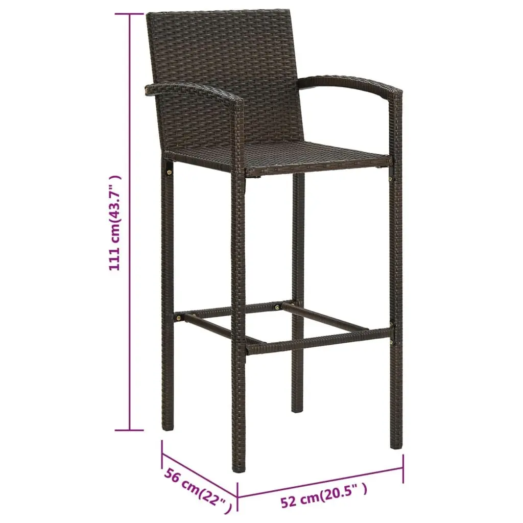 Bar Stools 4 pcs Brown Outdoor Indoor Kitchen Breakfast Seating with Armrests