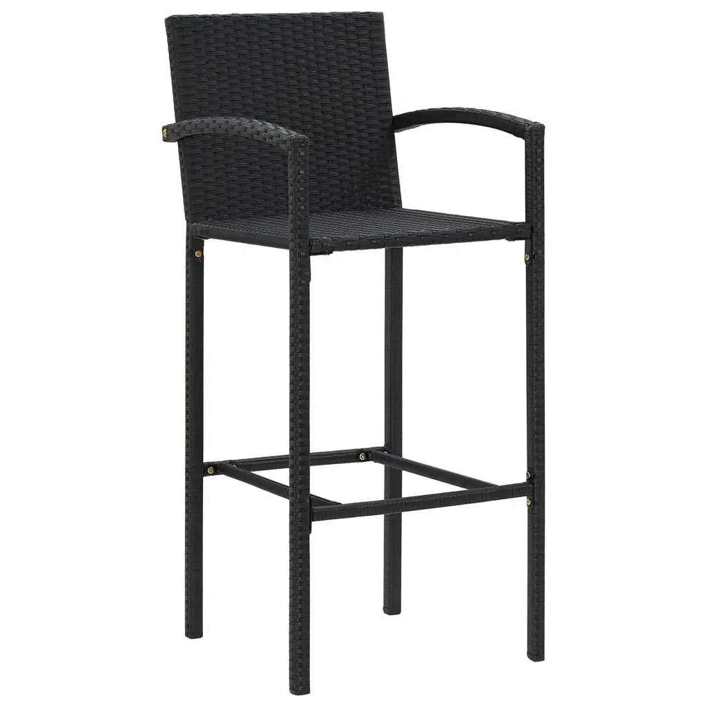 Bar Stools Indoor Outdoor Kitchen Dining Seat 4 Piece Black Poly Rattan