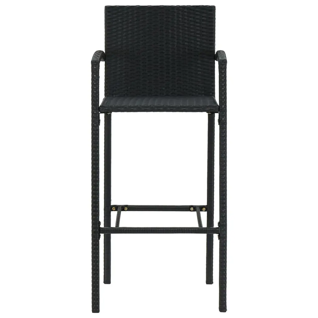 Bar Stools Indoor Outdoor Kitchen Dining Seat 4 Piece Black Poly Rattan