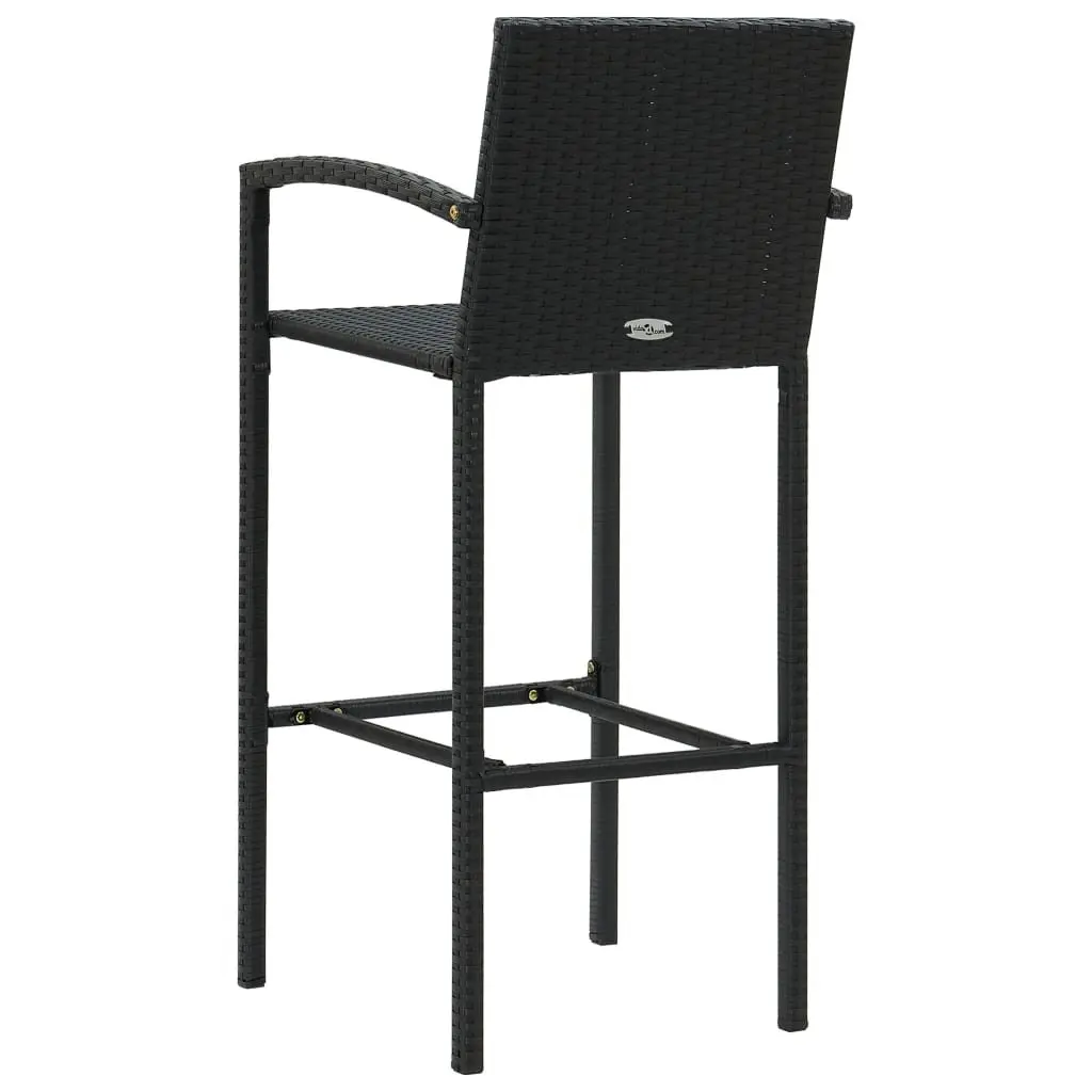 Bar Stools Indoor Outdoor Kitchen Dining Seat 4 Piece Black Poly Rattan
