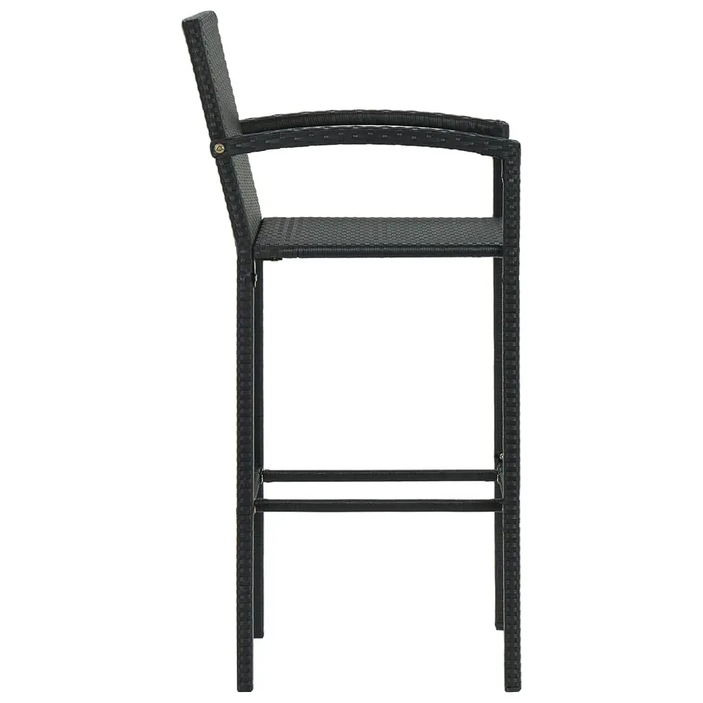 Bar Stools Indoor Outdoor Kitchen Dining Seat 4 Piece Black Poly Rattan