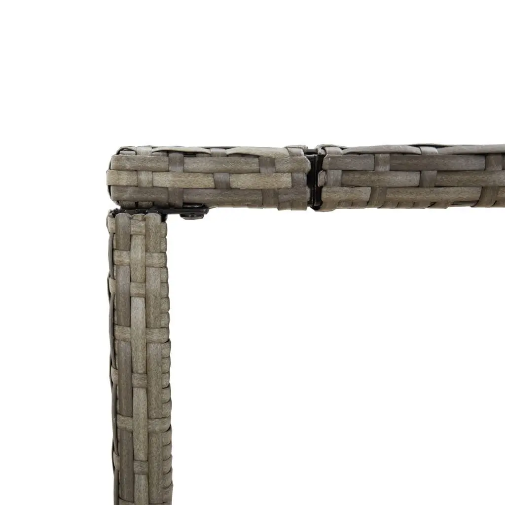 Bar Table with Glass Top Grey Outdoor Patio Rattan Furniture 180x70x110cm