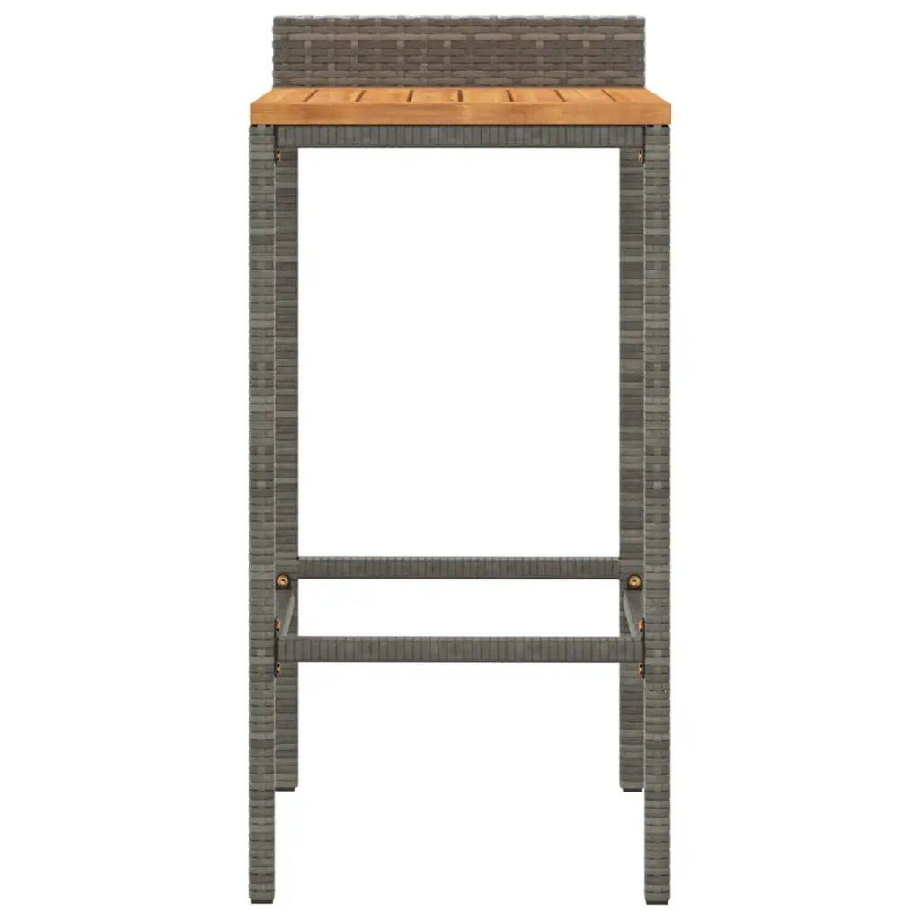 Bar Stools Grey Outdoor Indoor Rattan Wood Acacia 2 pcs