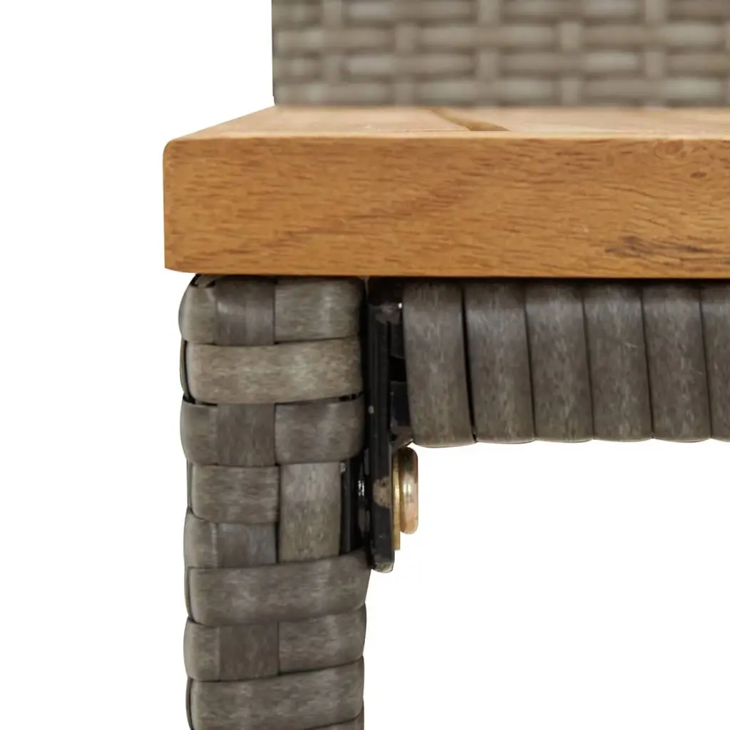 Bar Stools Grey Outdoor Indoor Rattan Wood Acacia 2 pcs