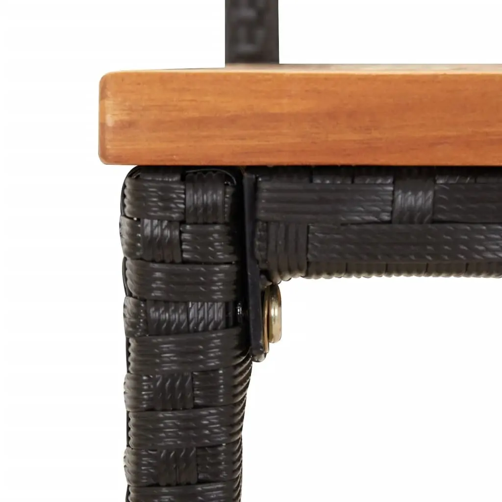 Bar Stools Modern Kitchen Outdoor Indoor 2 pcs Black Poly Rattan Wood Acacia
