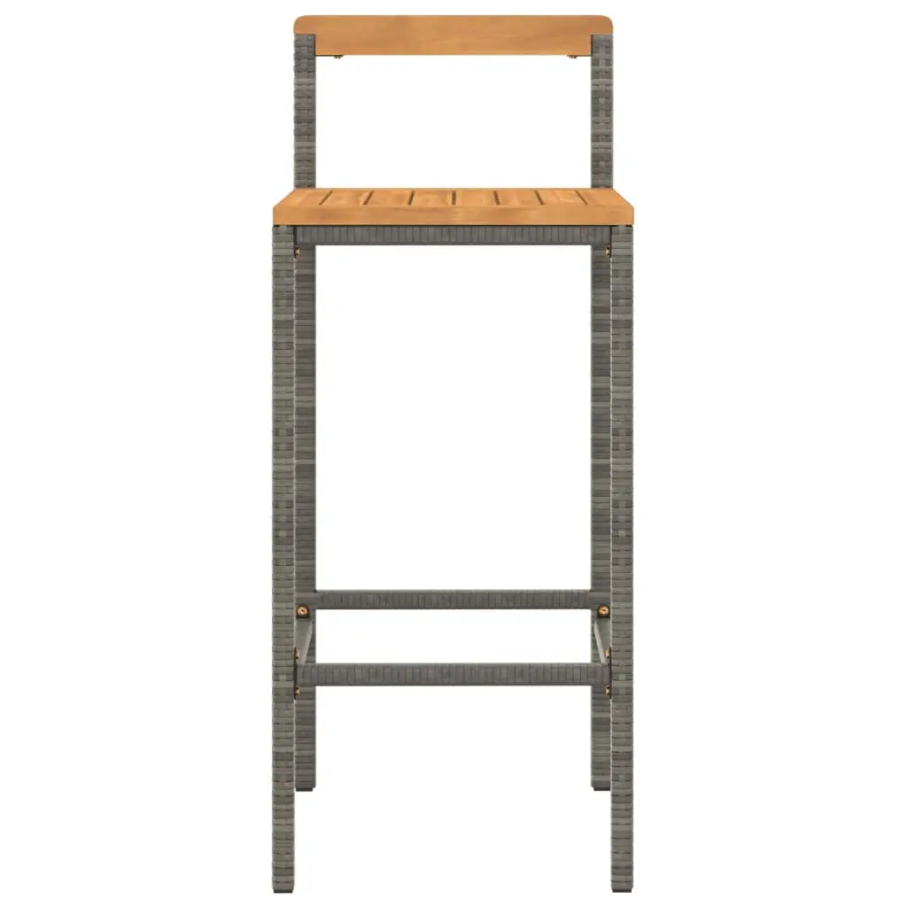 Grey Bar Stools Set of 2 with Wooden Seats