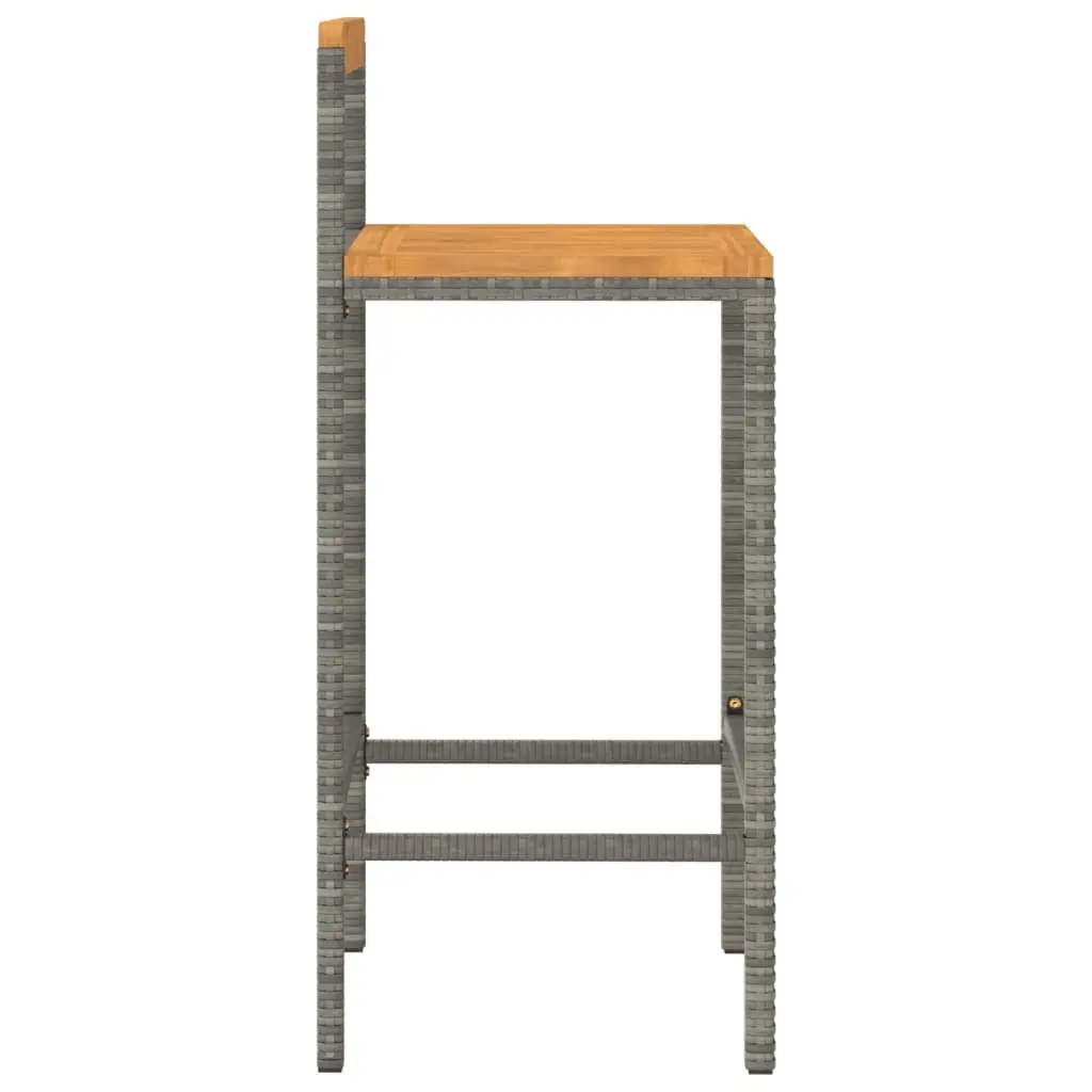 Grey Bar Stools Set of 2 with Wooden Seats