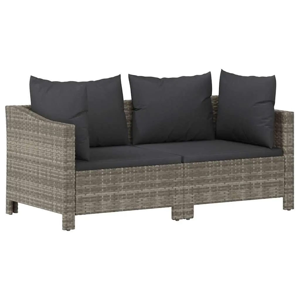 Garden Lounge Set 2 Piece Outdoor Furniture Grey Poly Rattan with Cushions
