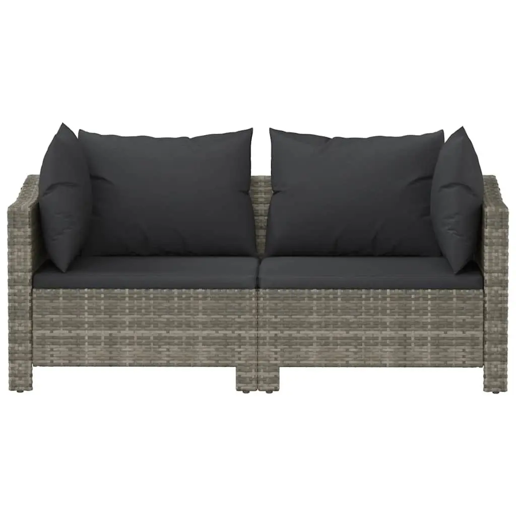 Garden Lounge Set 2 Piece Outdoor Furniture Grey Poly Rattan with Cushions