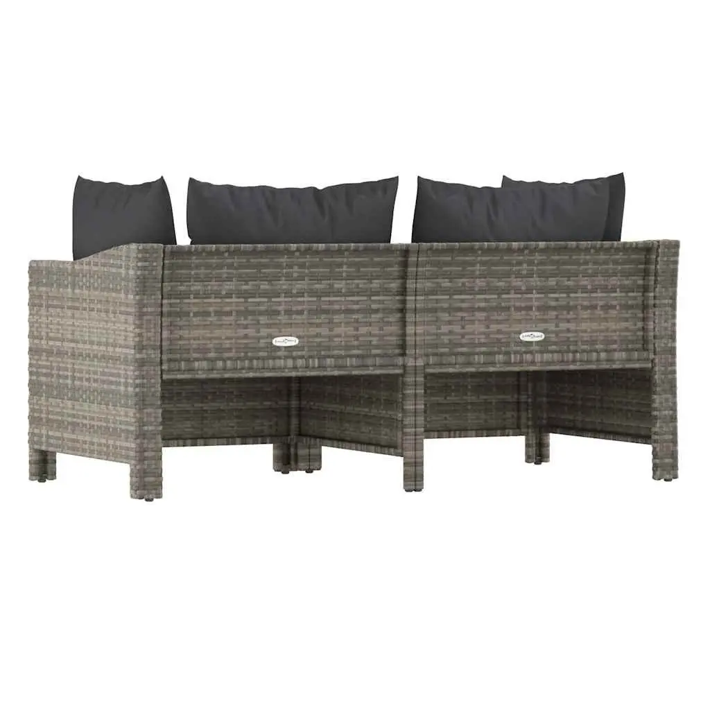 Garden Lounge Set 2 Piece Outdoor Furniture Grey Poly Rattan with Cushions