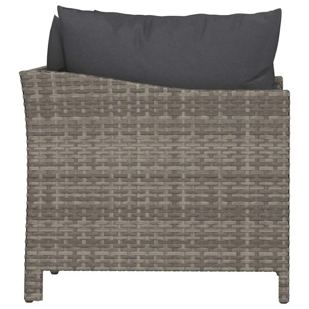 Garden Lounge Set 2 Piece Outdoor Furniture Grey Poly Rattan with Cushions