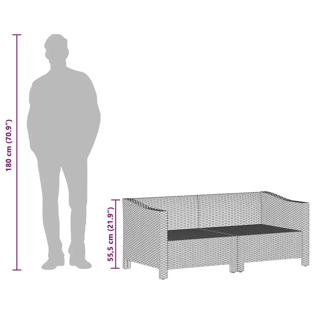 Garden Lounge Set 2 Piece Outdoor Furniture Grey Poly Rattan with Cushions