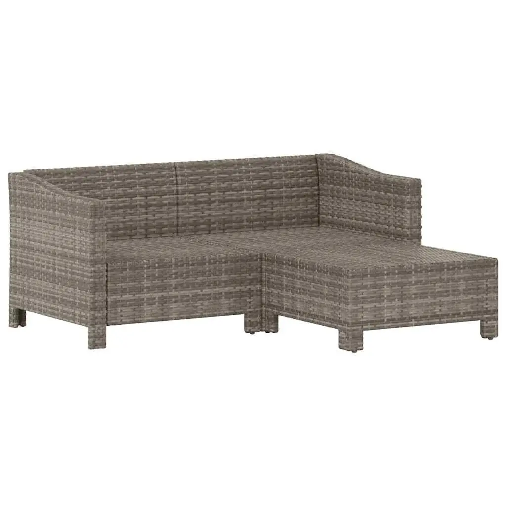 Grey Outdoor Lounge Set 3 Piece with Cushions Poly Rattan Garden Furniture