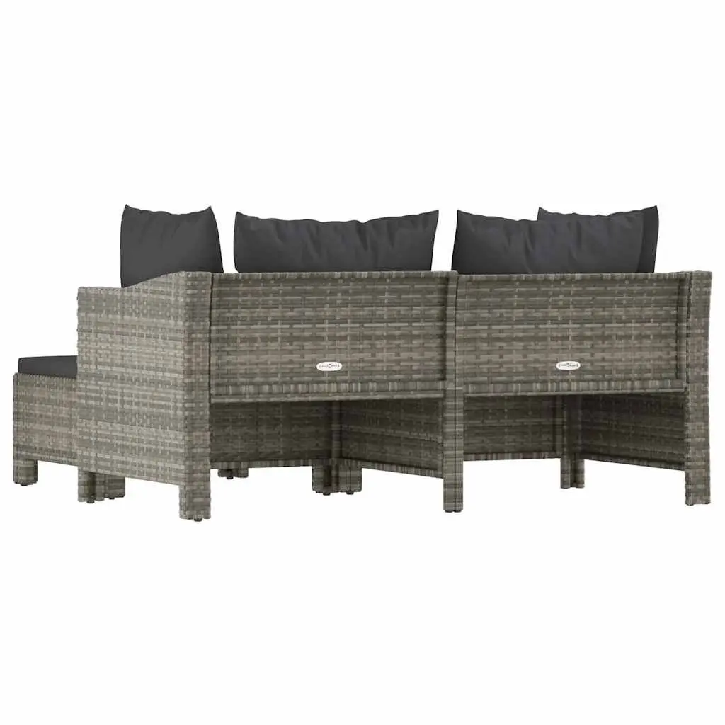 Grey Outdoor Lounge Set 3 Piece with Cushions Poly Rattan Garden Furniture