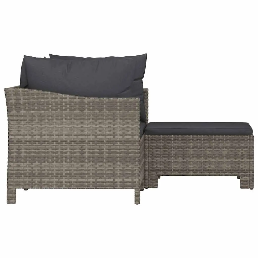 Grey Outdoor Lounge Set 3 Piece with Cushions Poly Rattan Garden Furniture