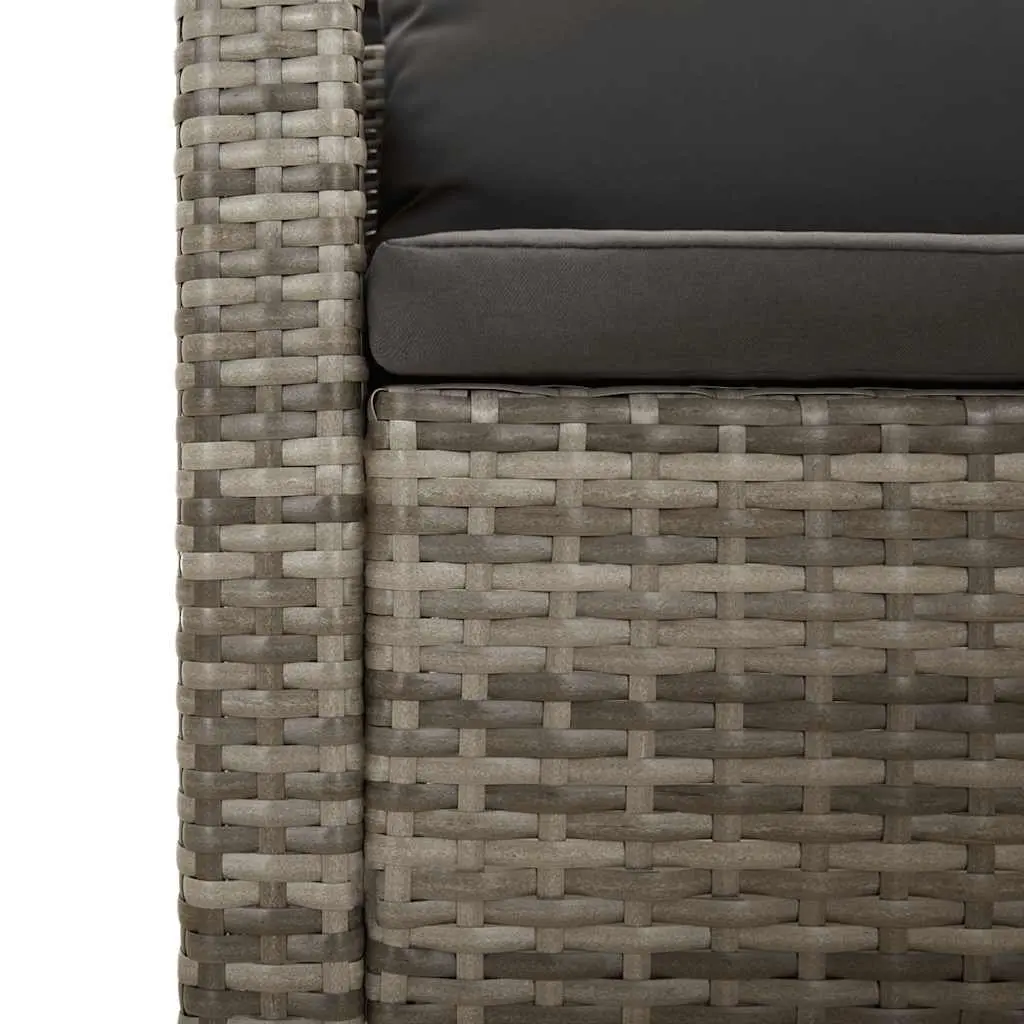Grey Outdoor Lounge Set 3 Piece with Cushions Poly Rattan Garden Furniture