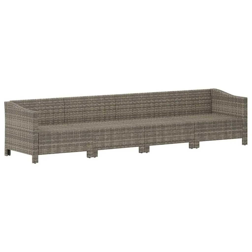 Garden Lounge Set 4 Piece Outdoor Furniture Grey Poly Rattan Sofa with Cushions