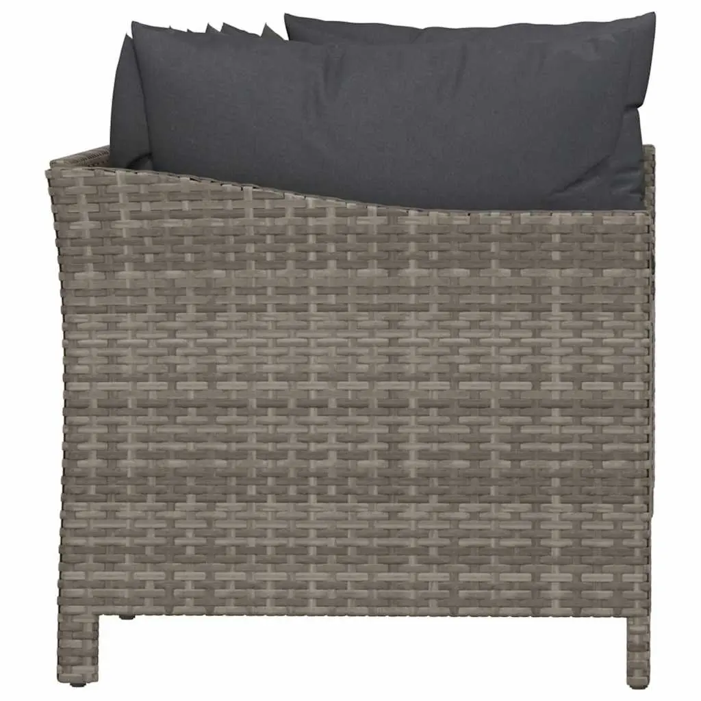 Garden Lounge Set 4 Piece Outdoor Furniture Grey Poly Rattan Sofa with Cushions