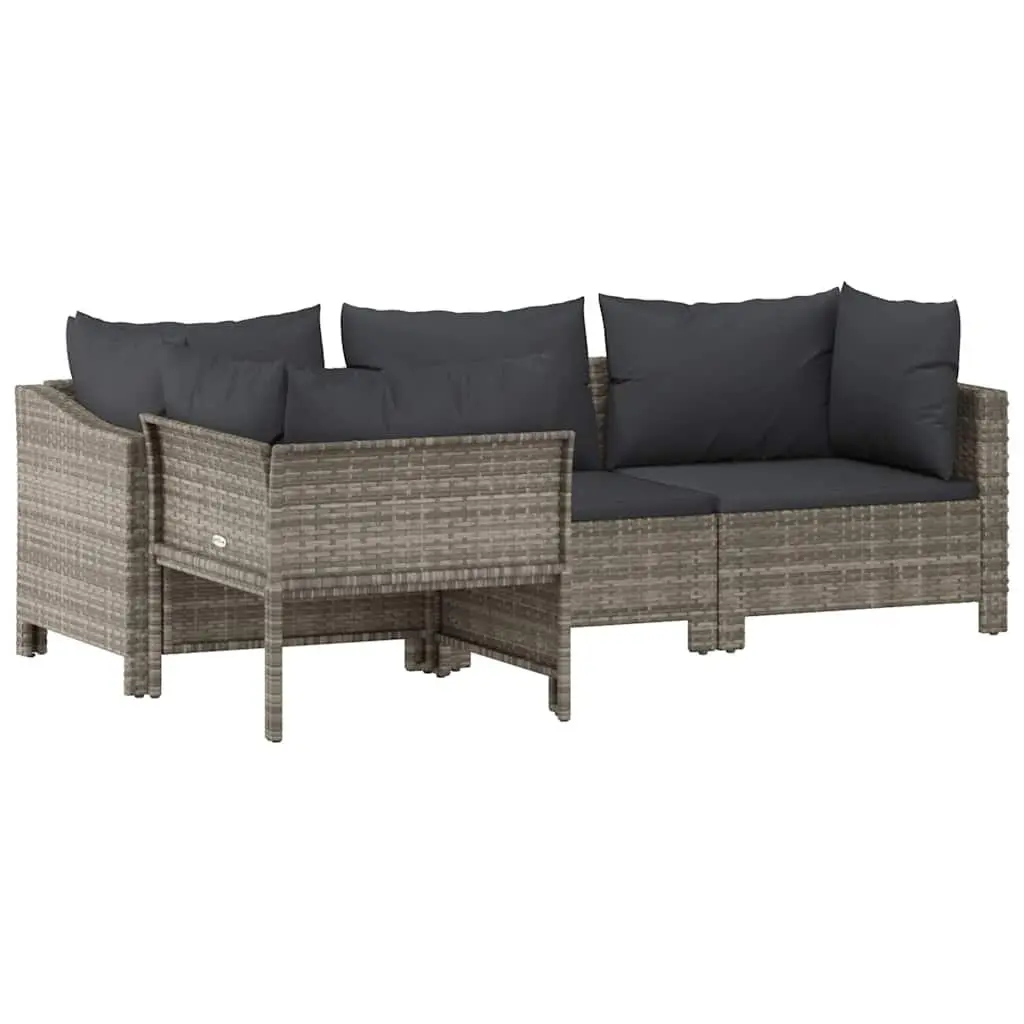 Grey Poly Rattan Outdoor Furniture Set 4 Piece Garden Lounge with Cushions