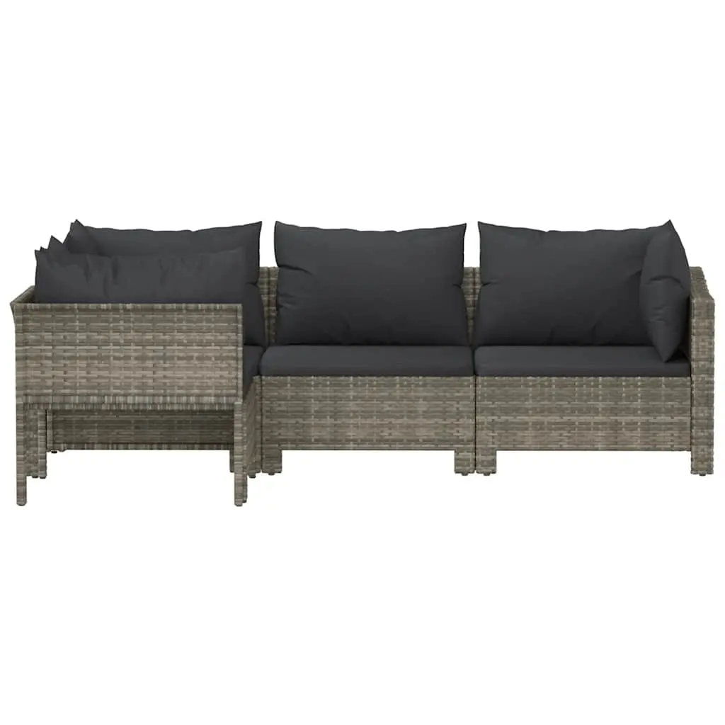 Grey Poly Rattan Outdoor Furniture Set 4 Piece Garden Lounge with Cushions