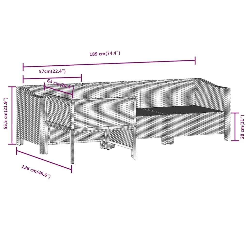 Grey Poly Rattan Outdoor Furniture Set 4 Piece Garden Lounge with Cushions