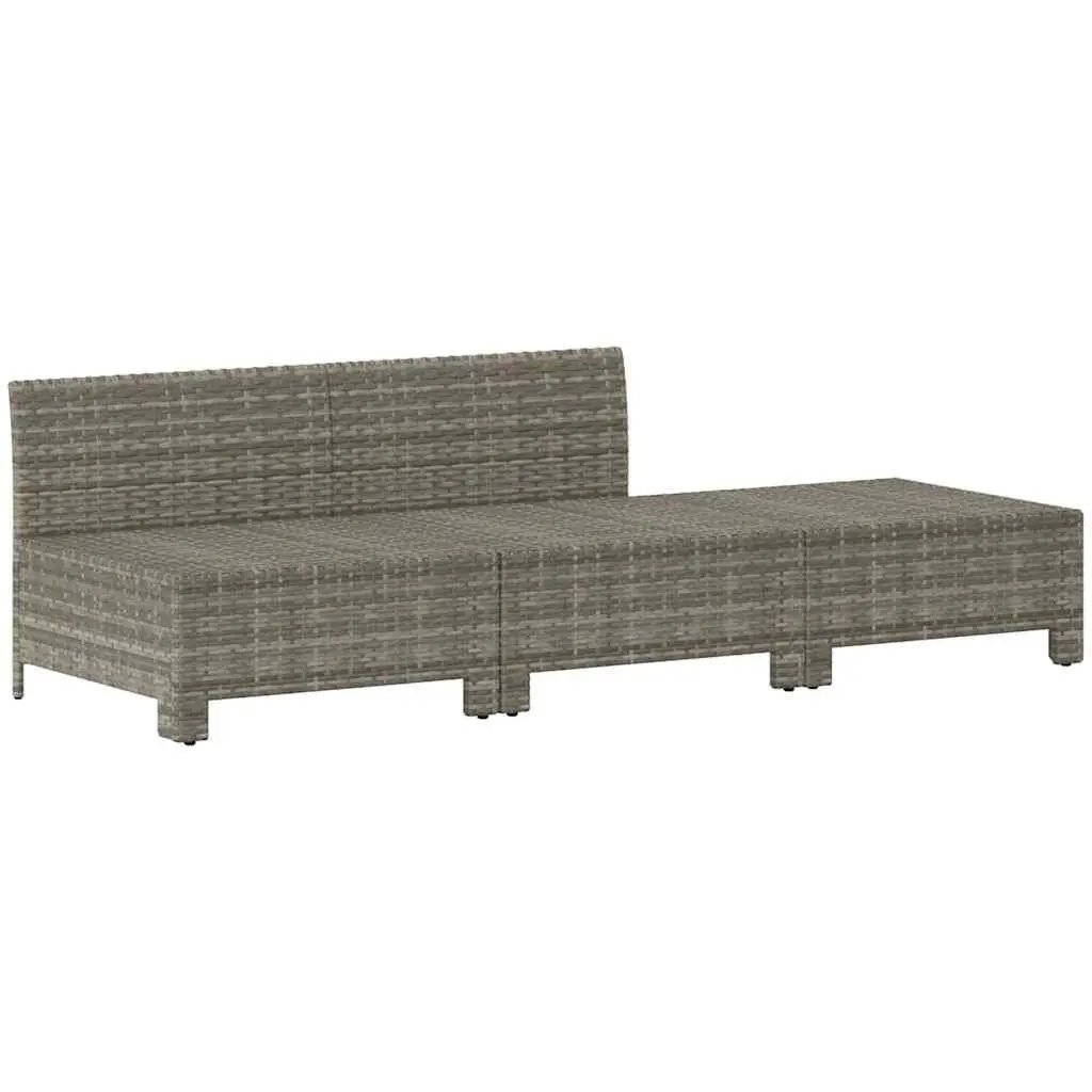 3 Piece Garden Lounge Set Cushions Grey Poly Rattan Outdoor Furniture