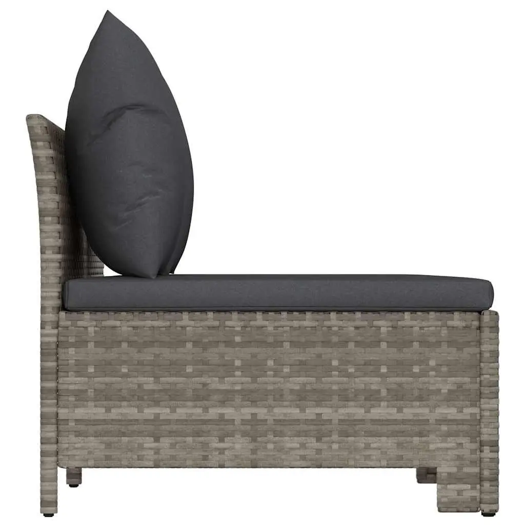 3 Piece Garden Lounge Set Cushions Grey Poly Rattan Outdoor Furniture