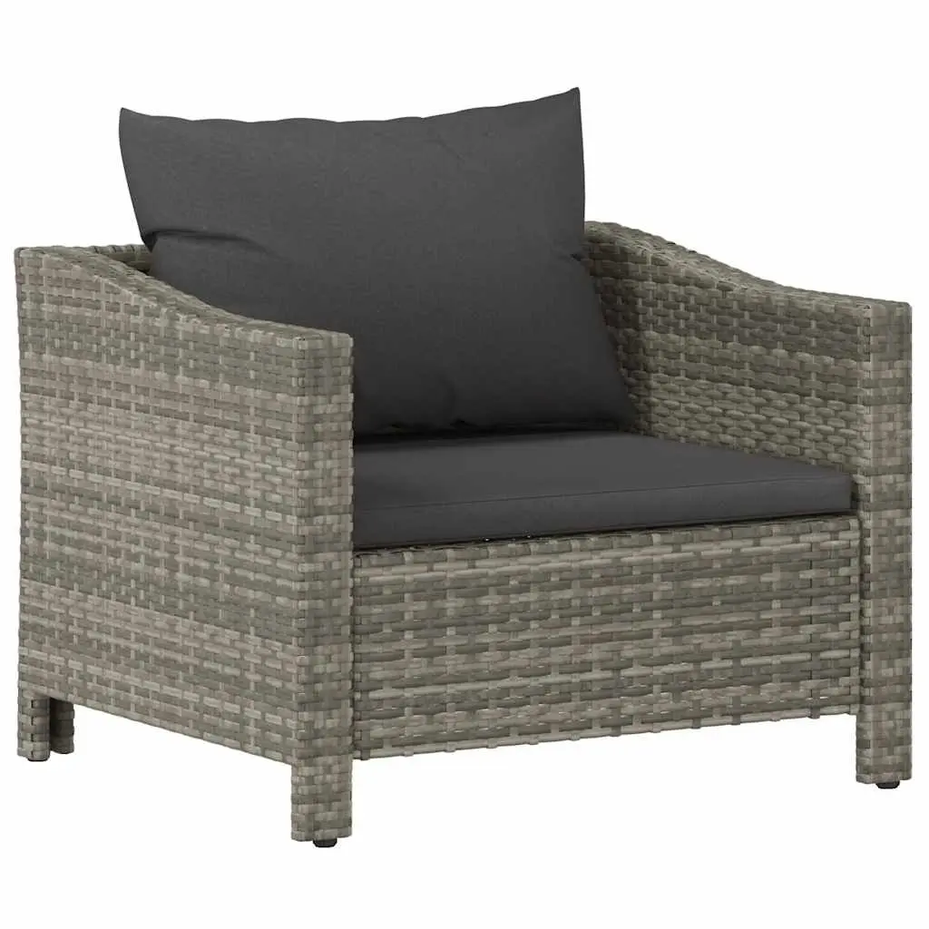 Grey Poly Rattan Armchair with Cushion