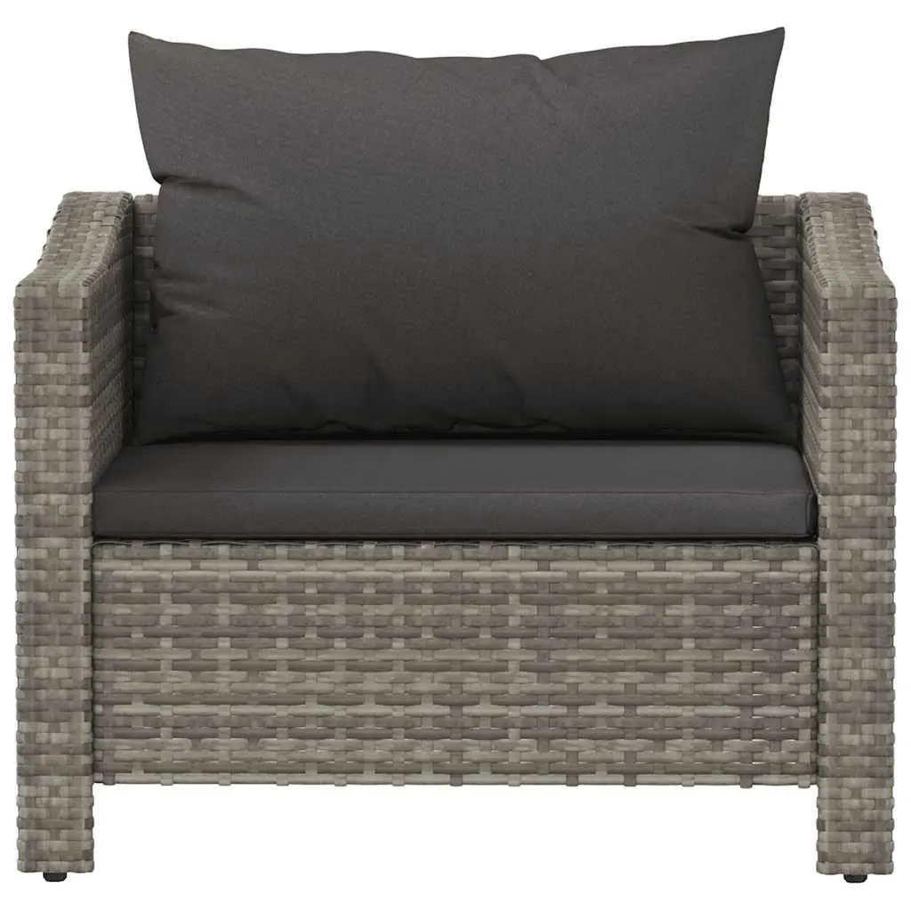 Grey Poly Rattan Armchair with Cushion