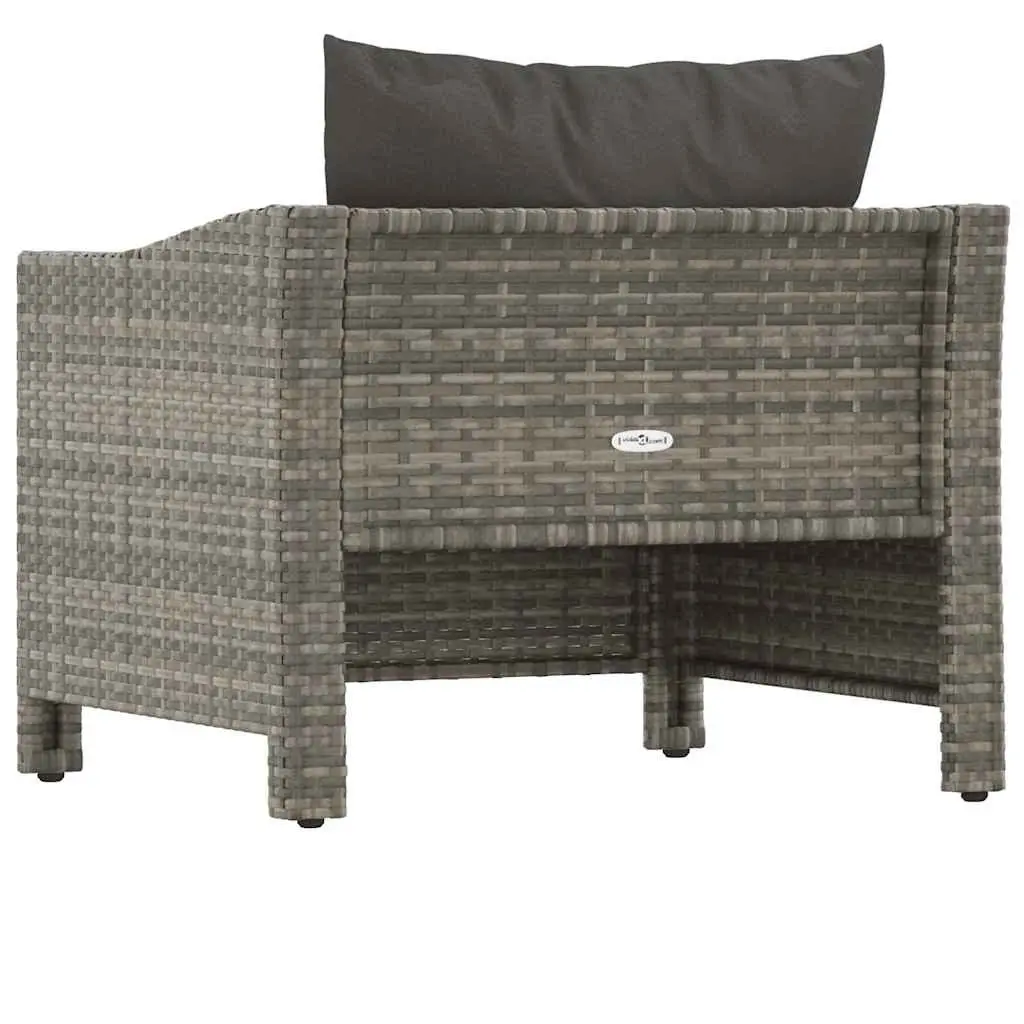 Grey Poly Rattan Armchair with Cushion