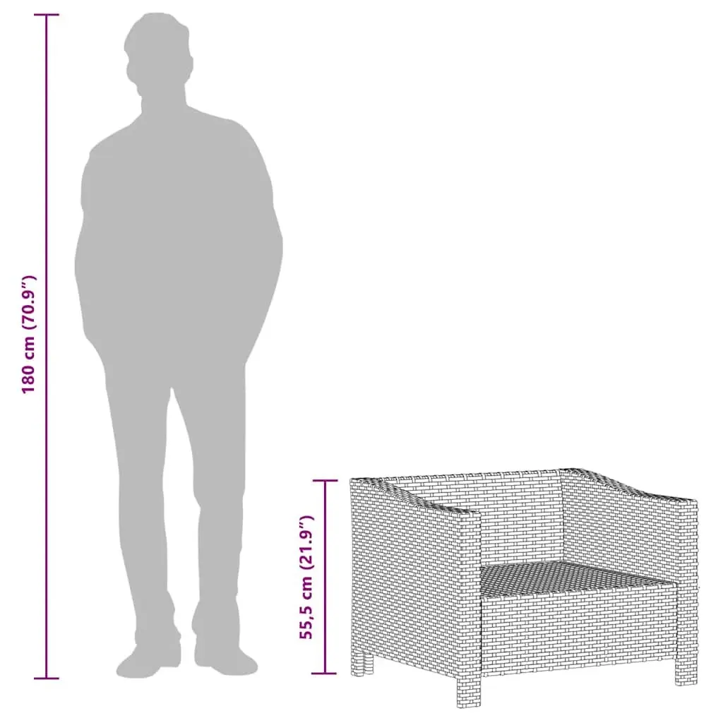 Grey Poly Rattan Armchair with Cushion