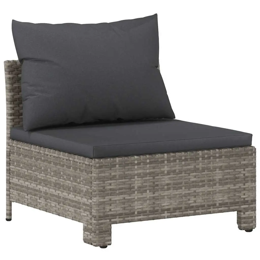 Garden Middle Sofa Outdoor Modular Sectional Seat Grey Poly Rattan