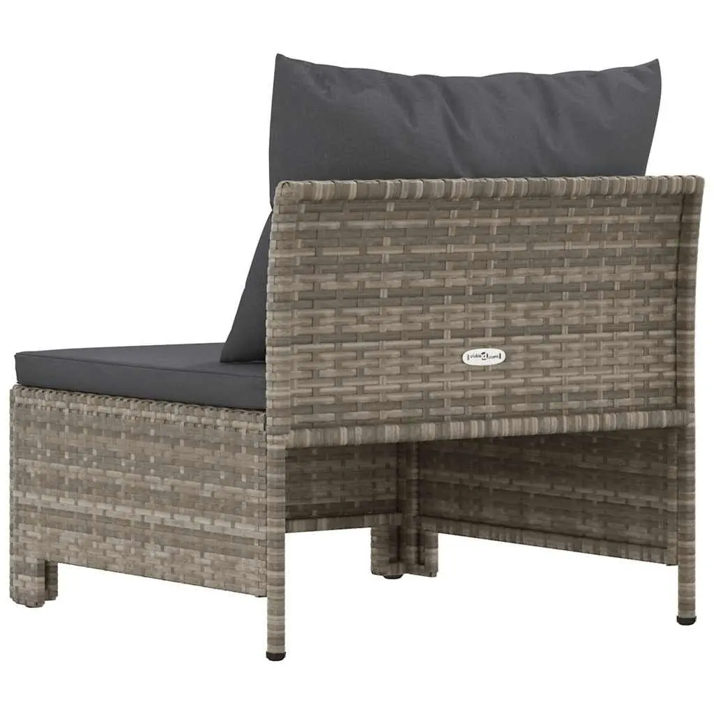 Garden Middle Sofa Outdoor Modular Sectional Seat Grey Poly Rattan